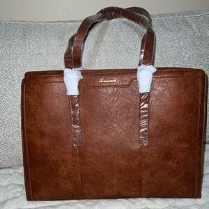 LOVEVOOK Laptop Bag for Women Vintage Leather Laptop Tote 15.6 inch